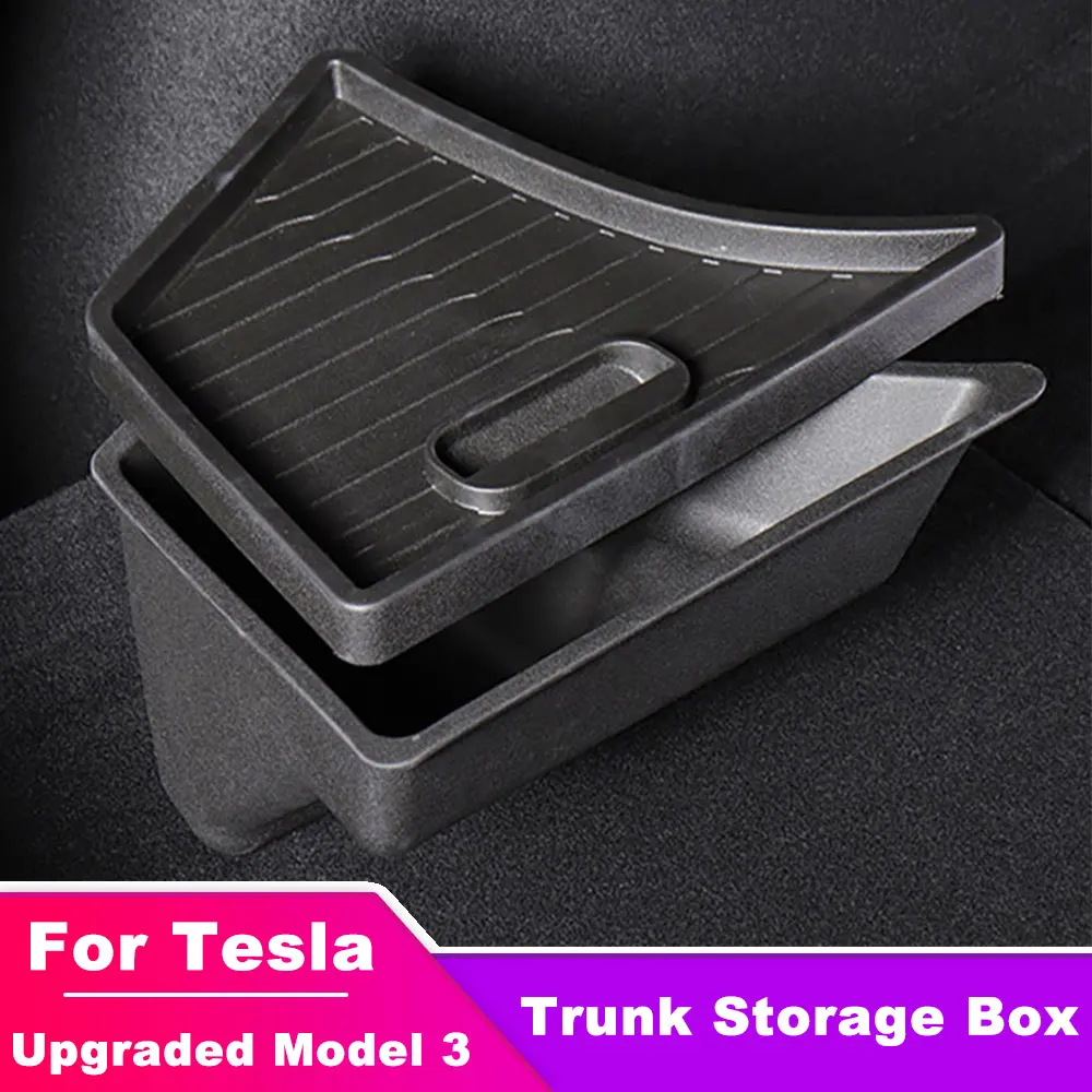 

Car Rear Trunk Storage Box For Tesla Upgraded Model 3 2024 Auto Interior Accessories Left And Right Side Organizer Storage Box