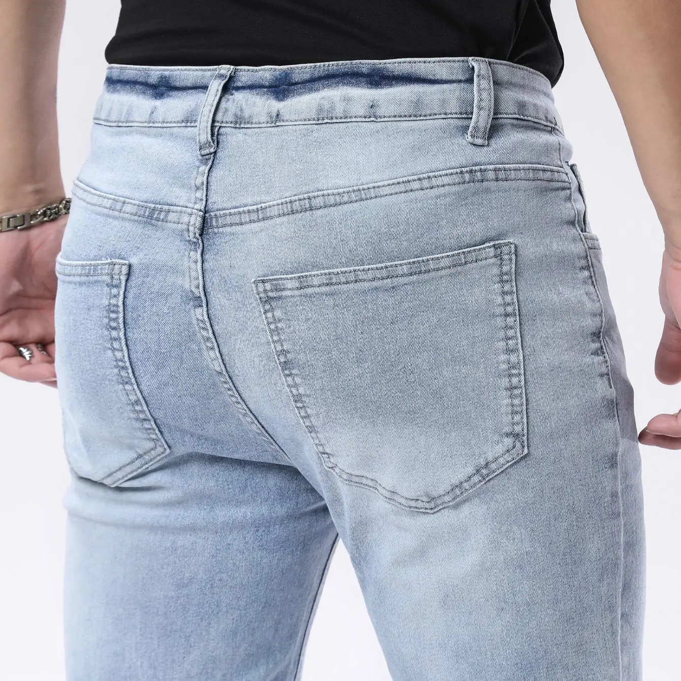 New Men's Four Seasons Jeans Elastic Denim Pants Look Slim and Slim Men's Jeans