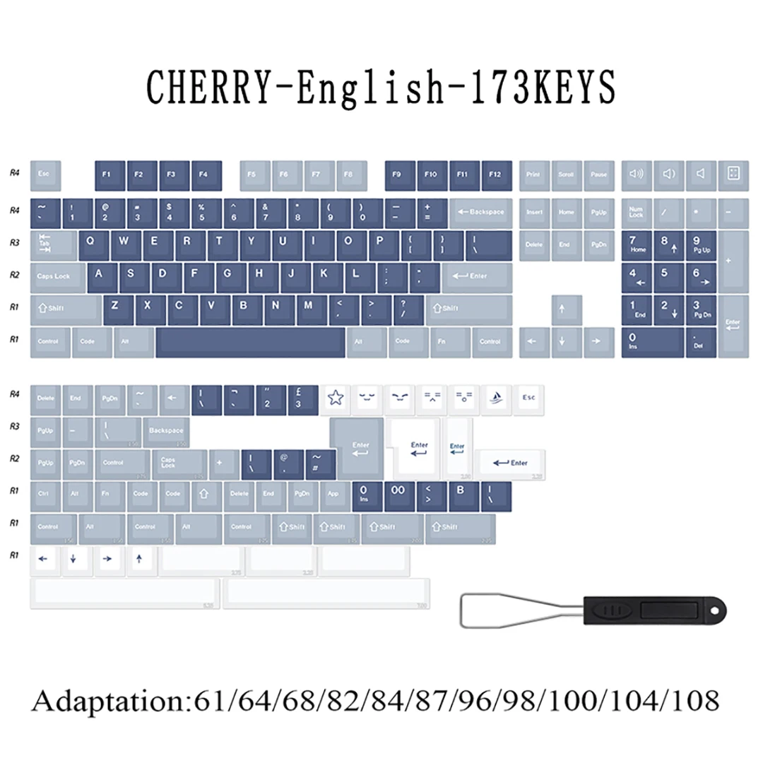 Imagem -05 - Azul 173 Teclas Gmk Keycap Clone 8008 Roma Perfil Cereja mx Duplo Tiro Pbt Keycaps para Teclado Mechanicla Diy