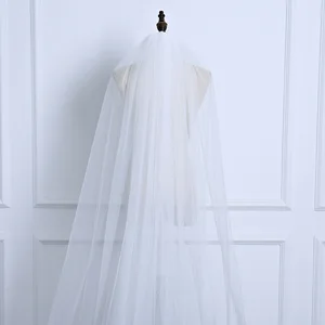 Wholesale White Ivory Cheap 3 meters Veil Cathedral a Long Border Layer Cut Bridal Veins 2024 8 MAIN SALES BROWN VÉU - №2
