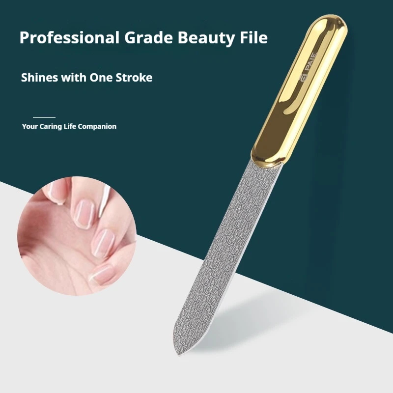 1-Piece‌ BaiYi Stainless Steel Nail File Professional Double-Sided Nail Files - Perfect for Home & Salon Manicure & Pedicure!