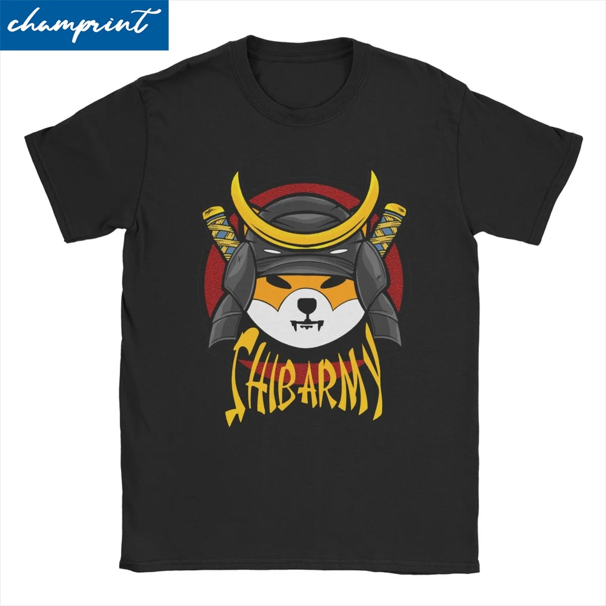 Shib Army Shiba Inu Coin T Shirt Men Cotton T-Shirt SHIB Token Doge Crypto Coin Japanese Samurai Tees Short Sleeve Clothing