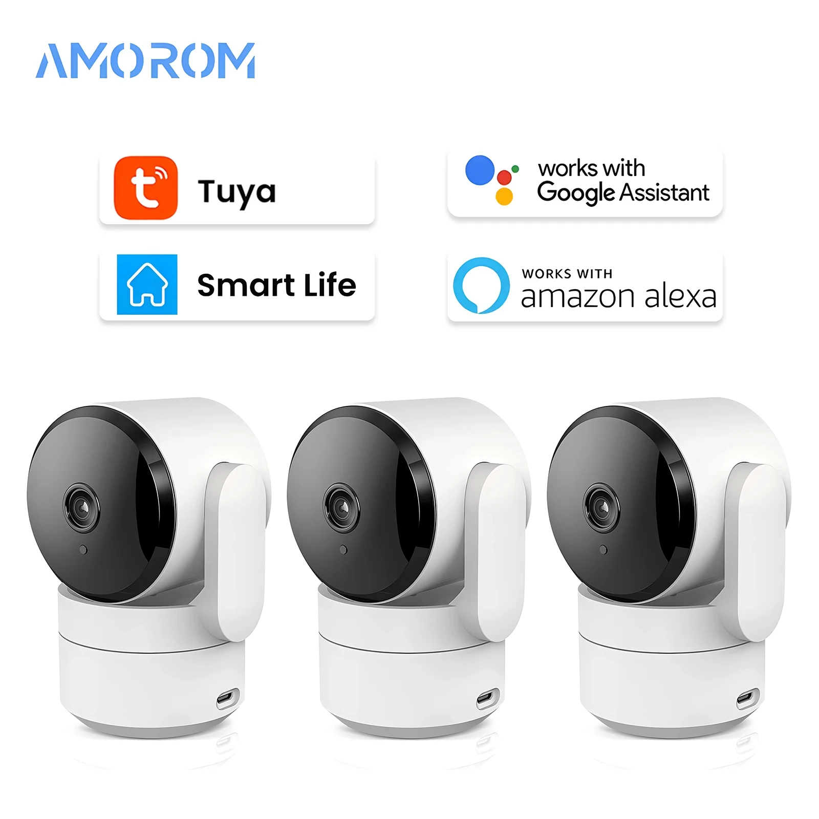 camera de vigilancia indoor ip pet baby monitor visao noturna ir ai detectar p2p wi fi 360 ptz 1080p tuya google alexa 01