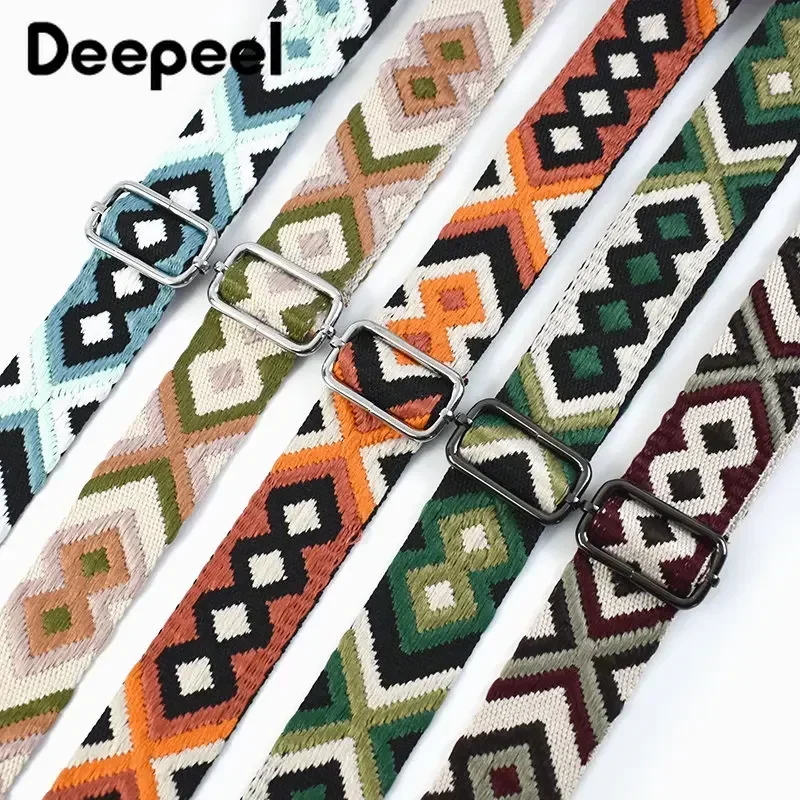 Deepeel 3.8cm Fashion Canvas Webbing Color Jacquard Straps 80-130cm Adjustable Shoulder Crossbody Strap Women\'s Bag Accessories