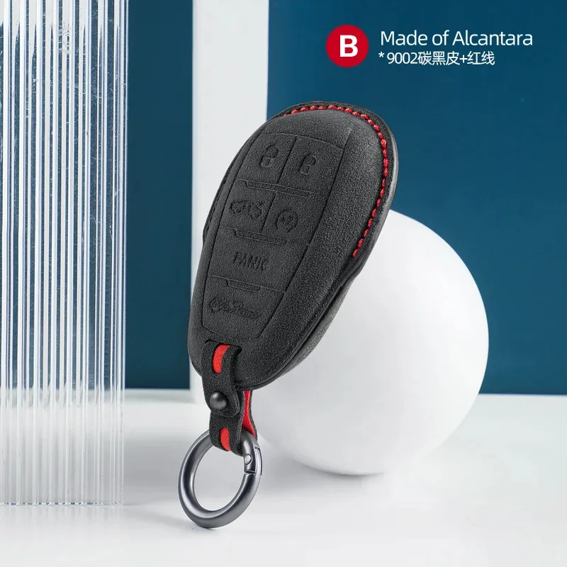 

Alcantara Car Key Case Cover Shell For Alfa Romeo Stelvio Mito Giulietta Giulia Brera 4C 159 GTA 147 156 Mito 166 GT JTD