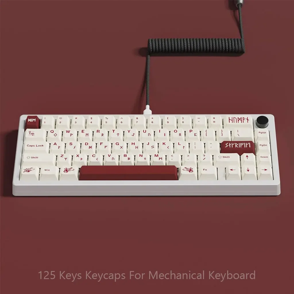 125 Keys Personality Blood Red Theme Keycaps Cherry Height PBT Thermal Sublimation DIY For 61 87 98 104 Keys Mechanical Keyboard