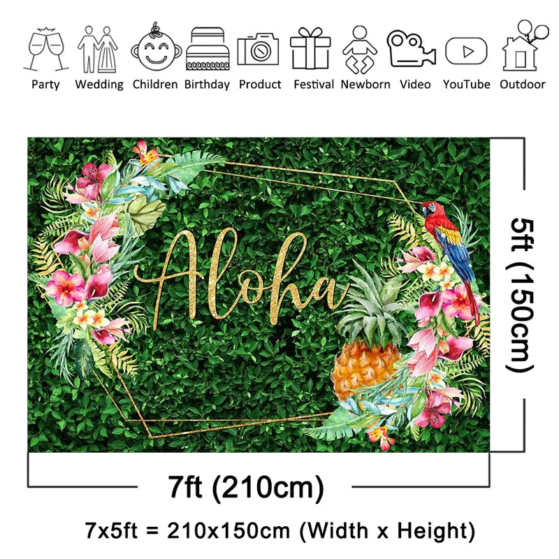 Fondo Mocsicka Aloha para flores tropicales, decoraciones hawaianas para fiesta de cumpleaños, Baby Shower, foto de fondo, suministros para fiesta