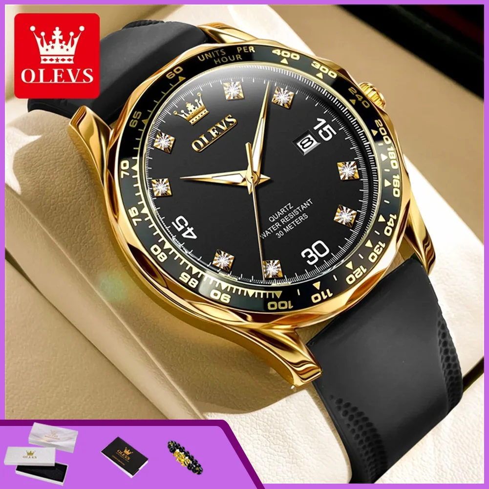 OLEVS 9988 Quarzuhren für Herren Grüne Water Ghost Serie Luxusmarke Herrenuhr Leuchtend Kalender Wasserdicht Herren-Armbanduhr