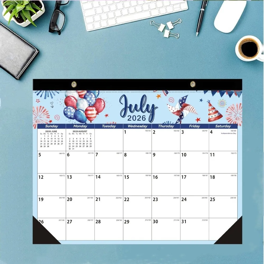 

Thick Paper English Calendar Hook Hanging Holidays Marked 18 Months Calendar July 2026-December 2027 Daily Study Wall Calendar
