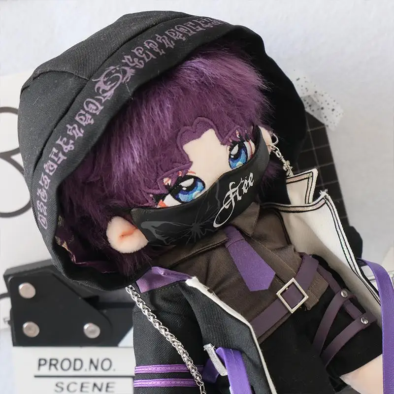 

20cm cotton doll clothes star sequence stealth sp purple and black cotton doll cool cover hood suit changing for