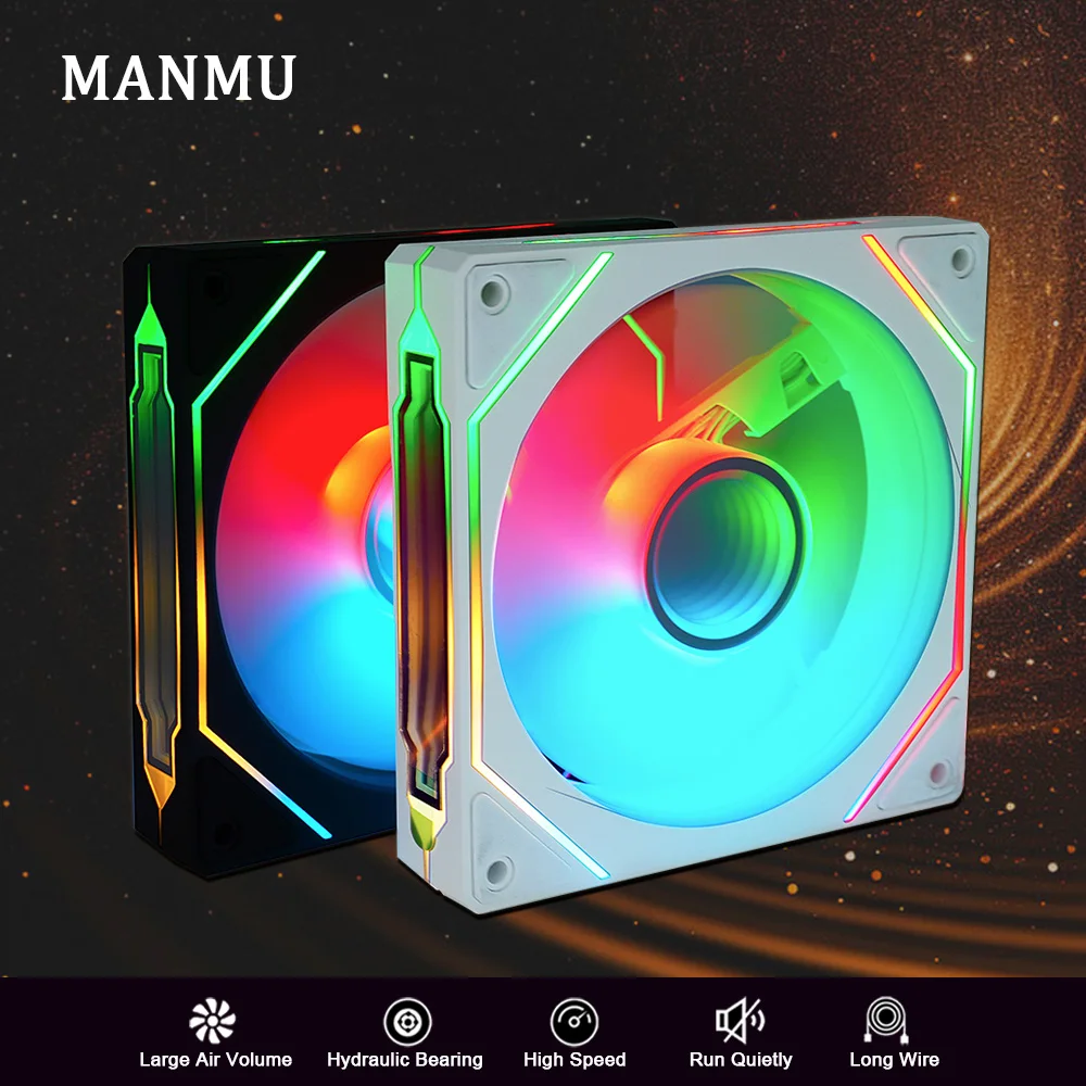 

MANMU Gaming Argb Fan 120mm Gaming Pc Fans Quiet Colorful Fan For Computer with 5V3pin