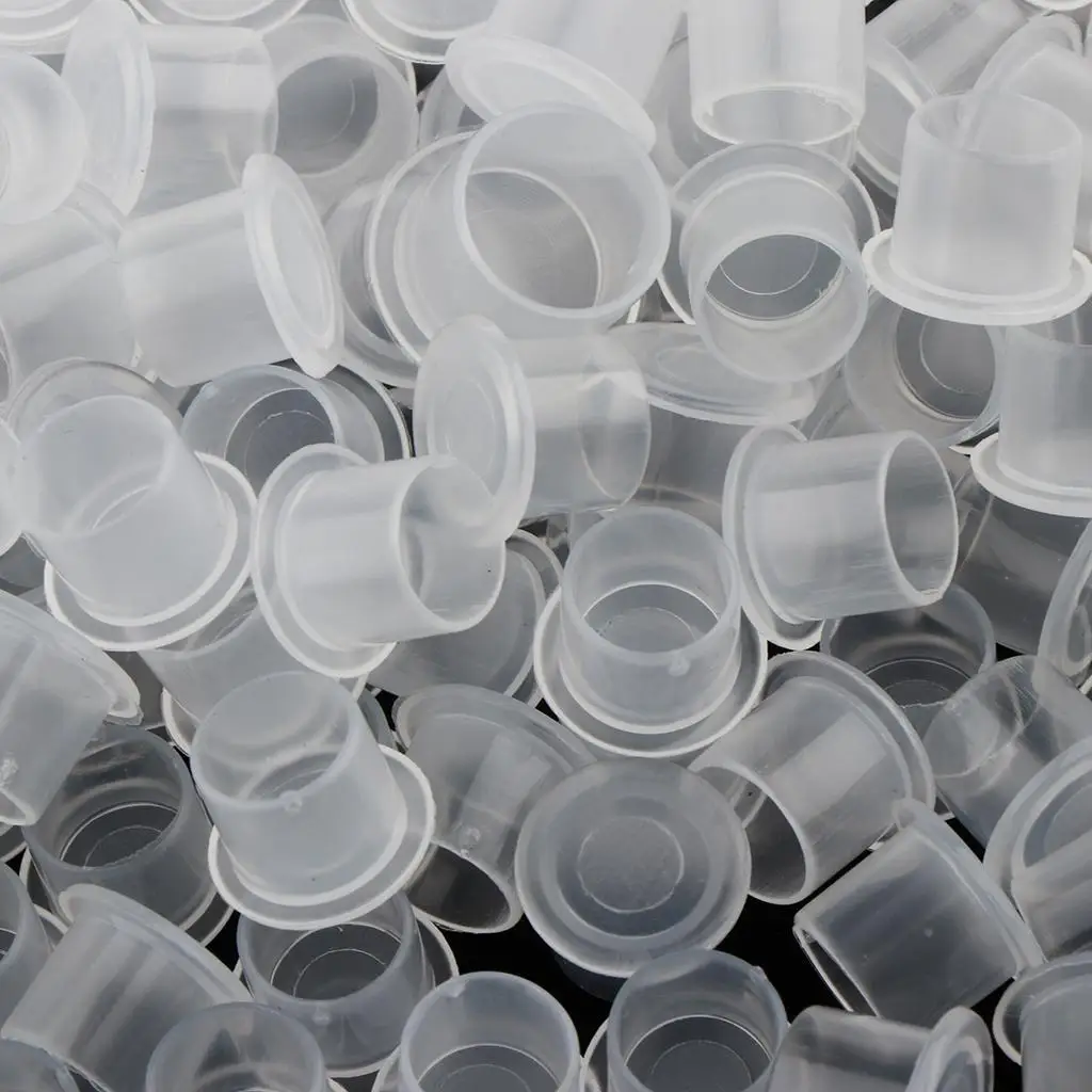 Tazze per tappi per inchiostro monouso trasparenti da 500 pezzi con base, tappi per inchiostro pigmentato S / M / L per, forniture, kit