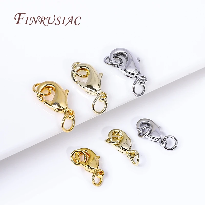 For Bracelet Necklace DIY Jewelry Making Supplies 10Pcs Wholesale Lobster Clasps with 2 Closed Rings Hooks Connectors Clasp