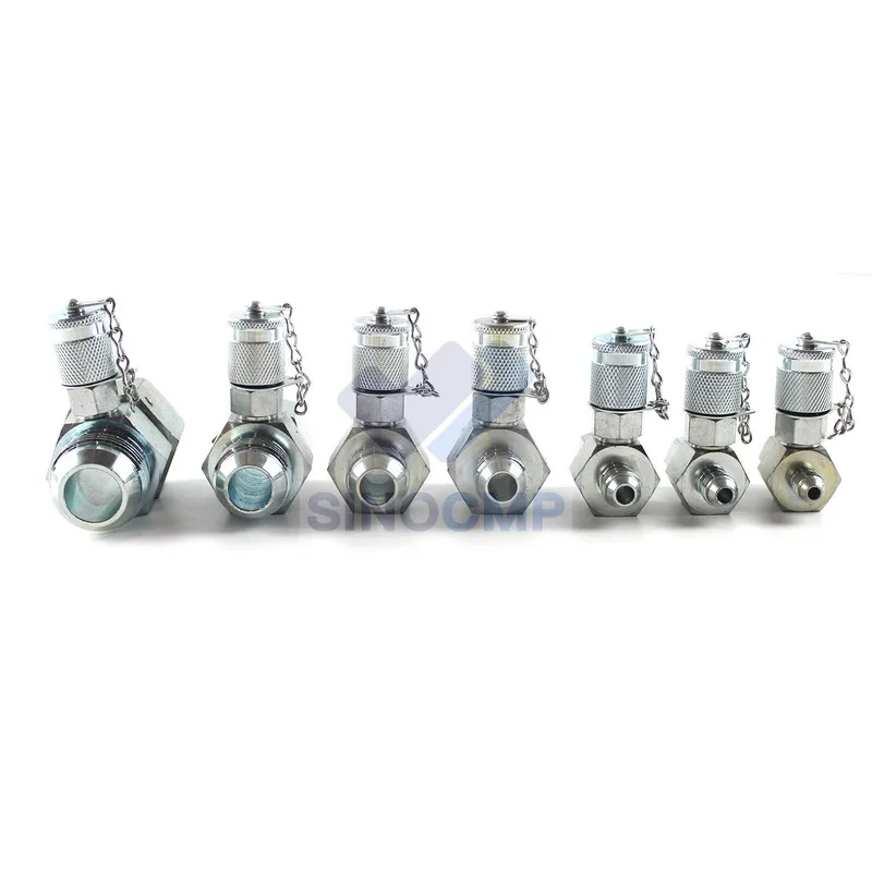 7x/ensemble t-shirts de course pivotants hydrauliques JIC 37 °   Point d'accouplement de test série 1-5/16, 1-1/16, 7/8, 3/4, 9/16, 1/2, 7/16 pour pelle UNF