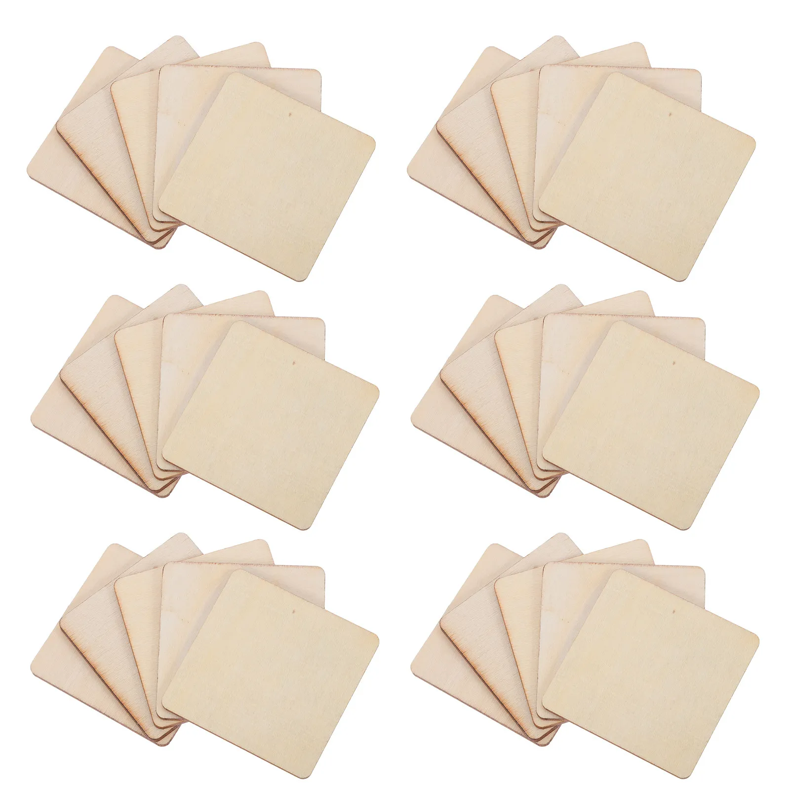 

100Pcs Square Wood Cutouts 2x2 Inch Blank Craft Wood Pieces for DIY Projects Unfinished Tiles for Painting Carving Decor