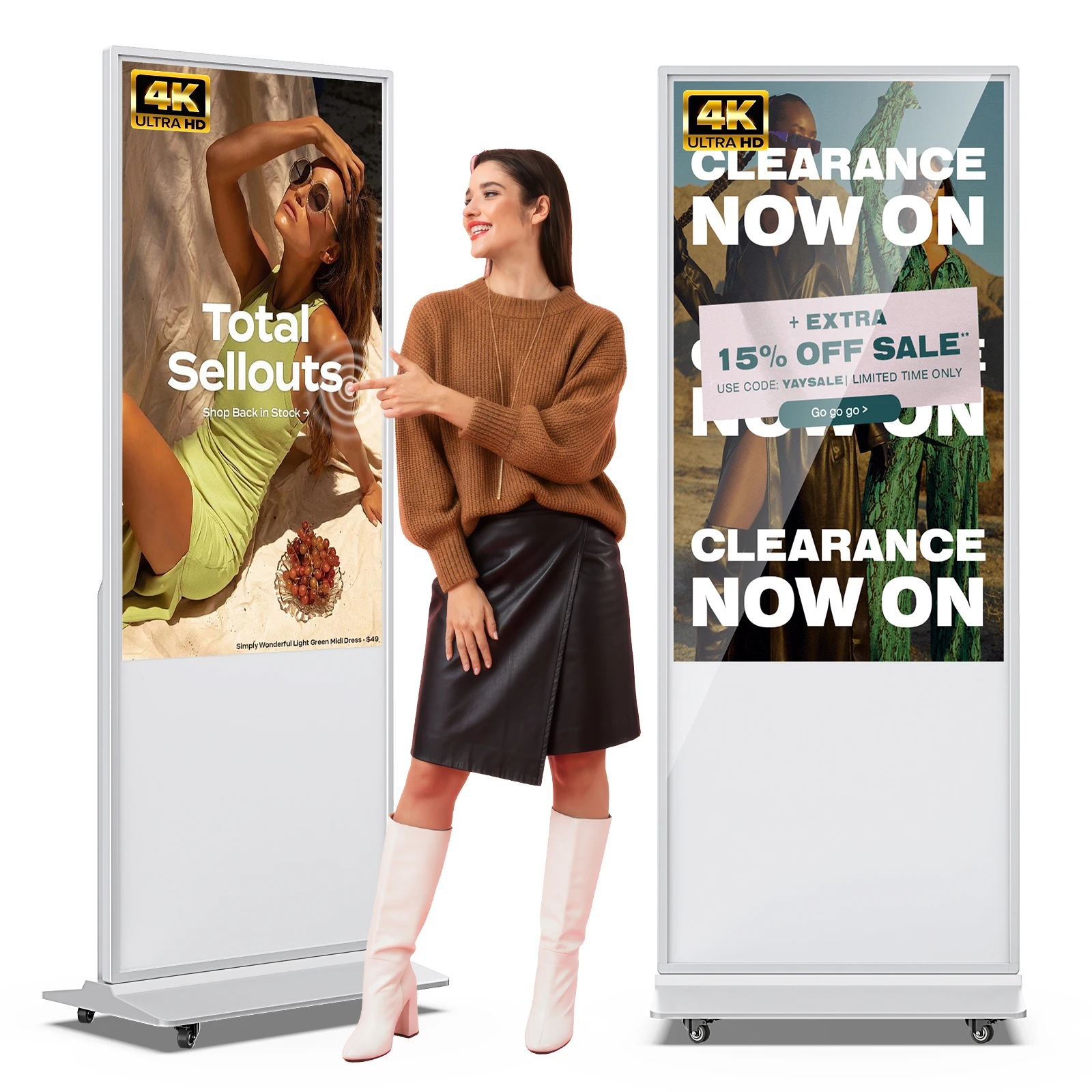QIXZOCV Digitaler Kundenstopper mit Touchscreen, 43-Zoll-2K-Digital-Display, interaktives Digital-Signage-Display, freistehendes