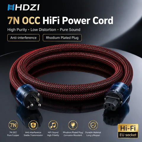 Oxygen-free Copper High-fidelity Power Cord, HiFi Audio CD Player/Vacuum Tube Player/Power Amplifier Connection Cable