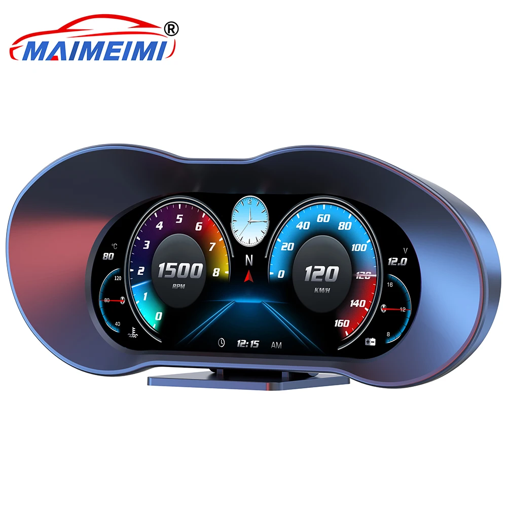 OBD+GPS Dual System Head Up Display on Board Computer Multi-function Full LCD Instrument with Water Oil Temp Fuel consumption