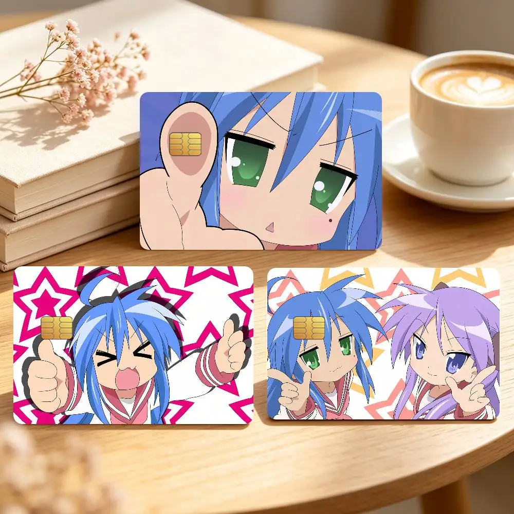 Classic Anime L-Lucky Star Girl Credit Card Skin Stickers For Bank Bus Metro Cards Waterproof Anti-Scratch Gift 4PCS