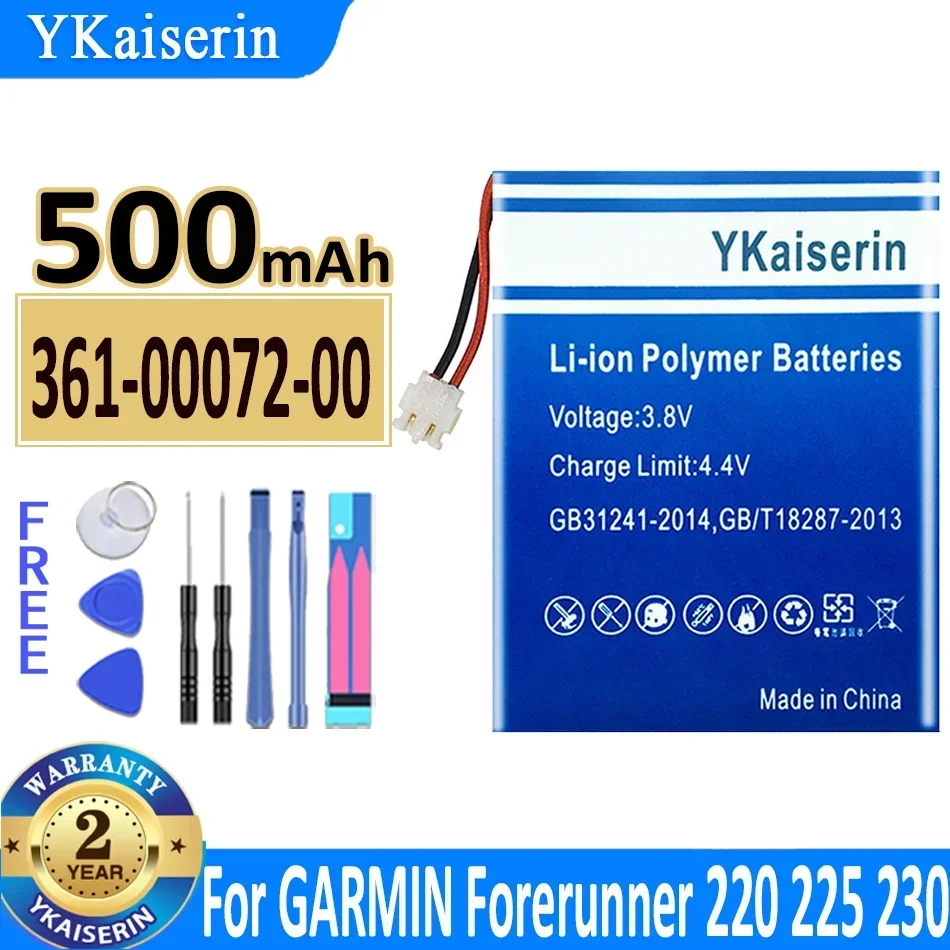 500mAh YKaiserin Battery 361-00072-00 For GARMIN Forerunner 220 225 230 235 620 630 735XT