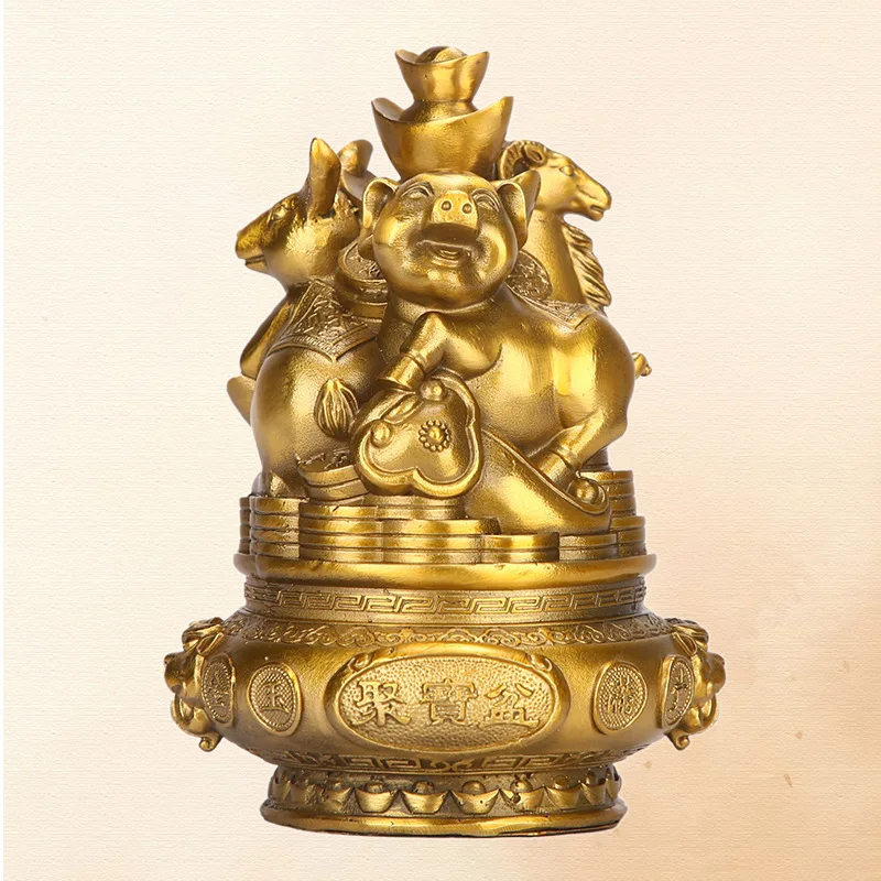 Three-Element Harmony Brass Zodiac Figurine For Home, Living Room, Office, And Shop Decoration