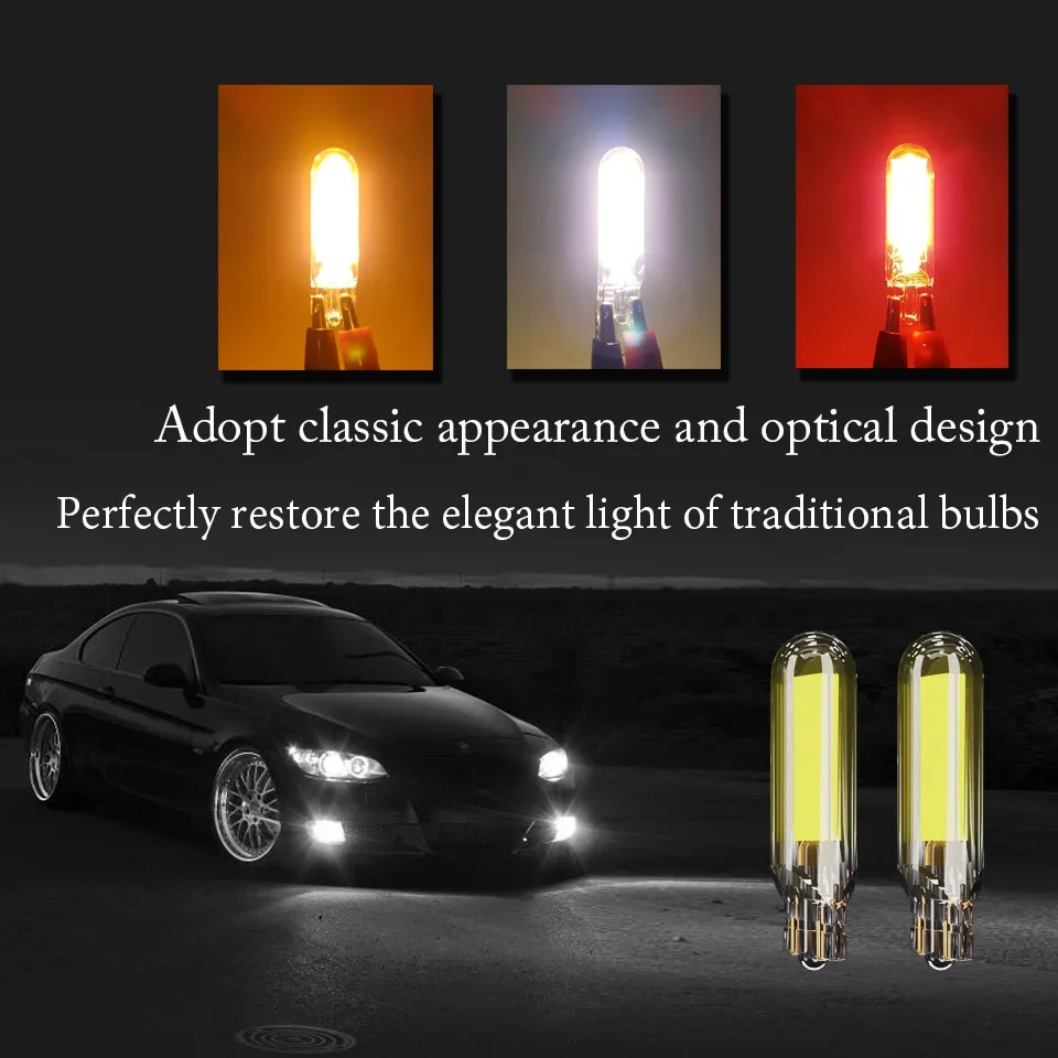 1/4pcs T15 LED W16W Sapphire COB Clear Car Signal Light Glass Bulb 902 921 Driver Free Reverse Back Parking Lamp White 6000K 12V