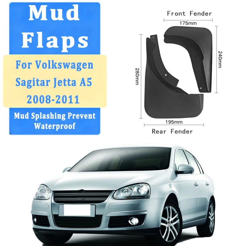 

4pcs Car Mud Flaps Fender for Volkswagen Sagitar Jetta A5 2008-2011 Automotive Tire Mudguards, Waterproof, Mud Splashing Prevent