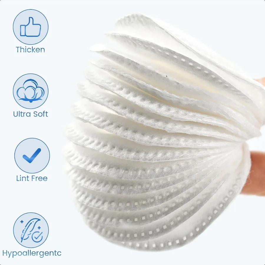Tampons de coton ronds de 160 points pour le visage, tampons démaquillants absorbants doux et non pelucheux pour tous les Types de peau, utilisés pour les démaquillants