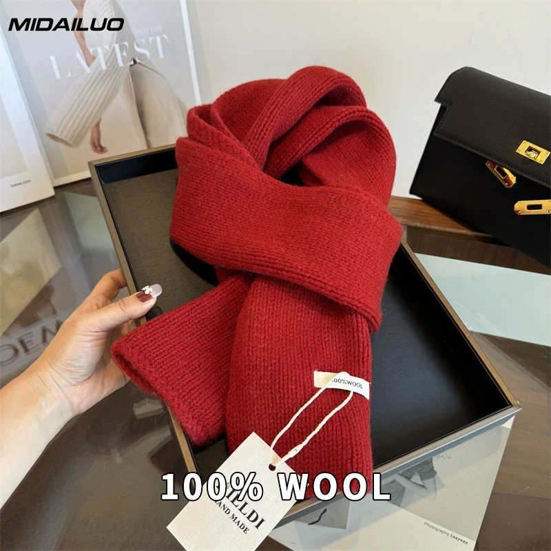 

Женский зимний шарф из 100% шерсти, ветрозащитный теплый корейский модный элегантный аксессуар на шею для холодной погоды