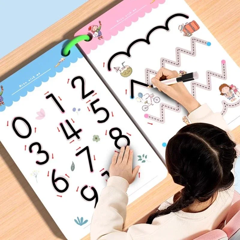 

4 Books/Set Magical Tracing Workbook Educational Montessori Books for Children Pen Control Training Reusable Calligraphy Book
