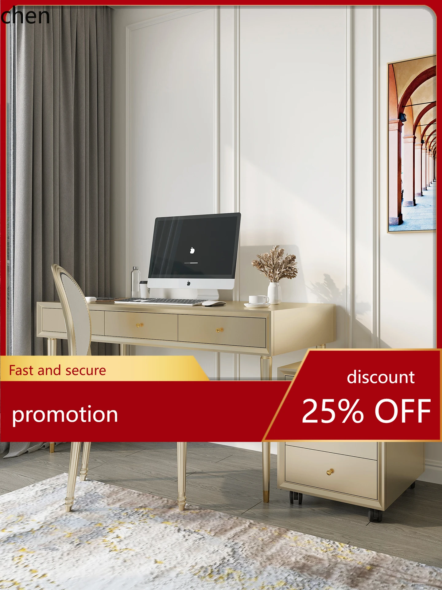 HT Modern Study Room Solid Wood Desk Minimalist Calligraphy Desk Home Bookshelf Writing Desk Set Combination