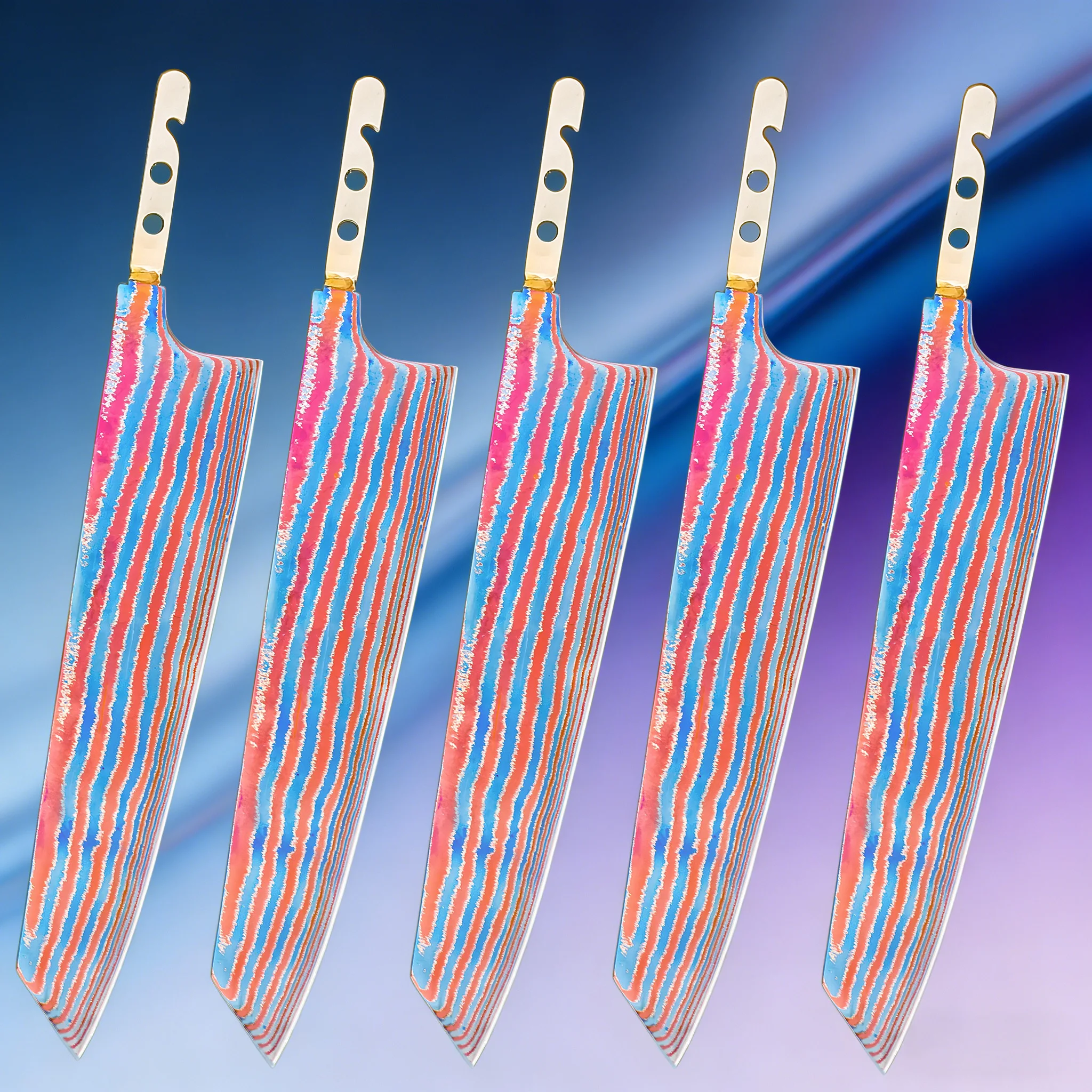 

1/2/3/4/5PCS,Kitchen Knife Blade Set Kiritsuke Knife Blade Set Titanium Damascus Steel Chef Knife Blade DIY Making Tools