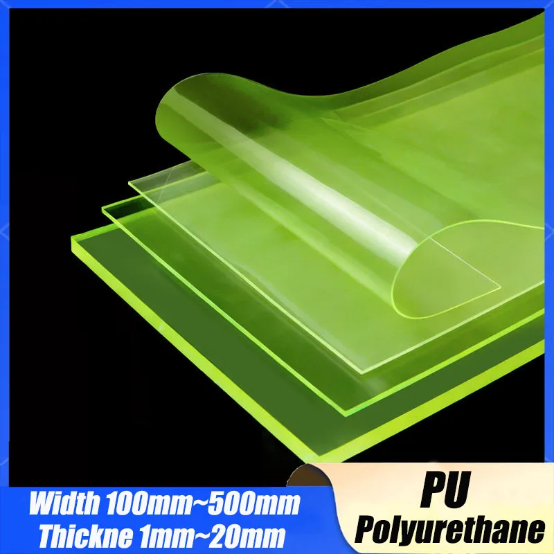 1/2/3Pc PU Polyurethane Sheet Elastic Plate Board Translucent Yellow-Green Plate Thickne 1~20mm Beef Tendon Plate 100-500mm Wide