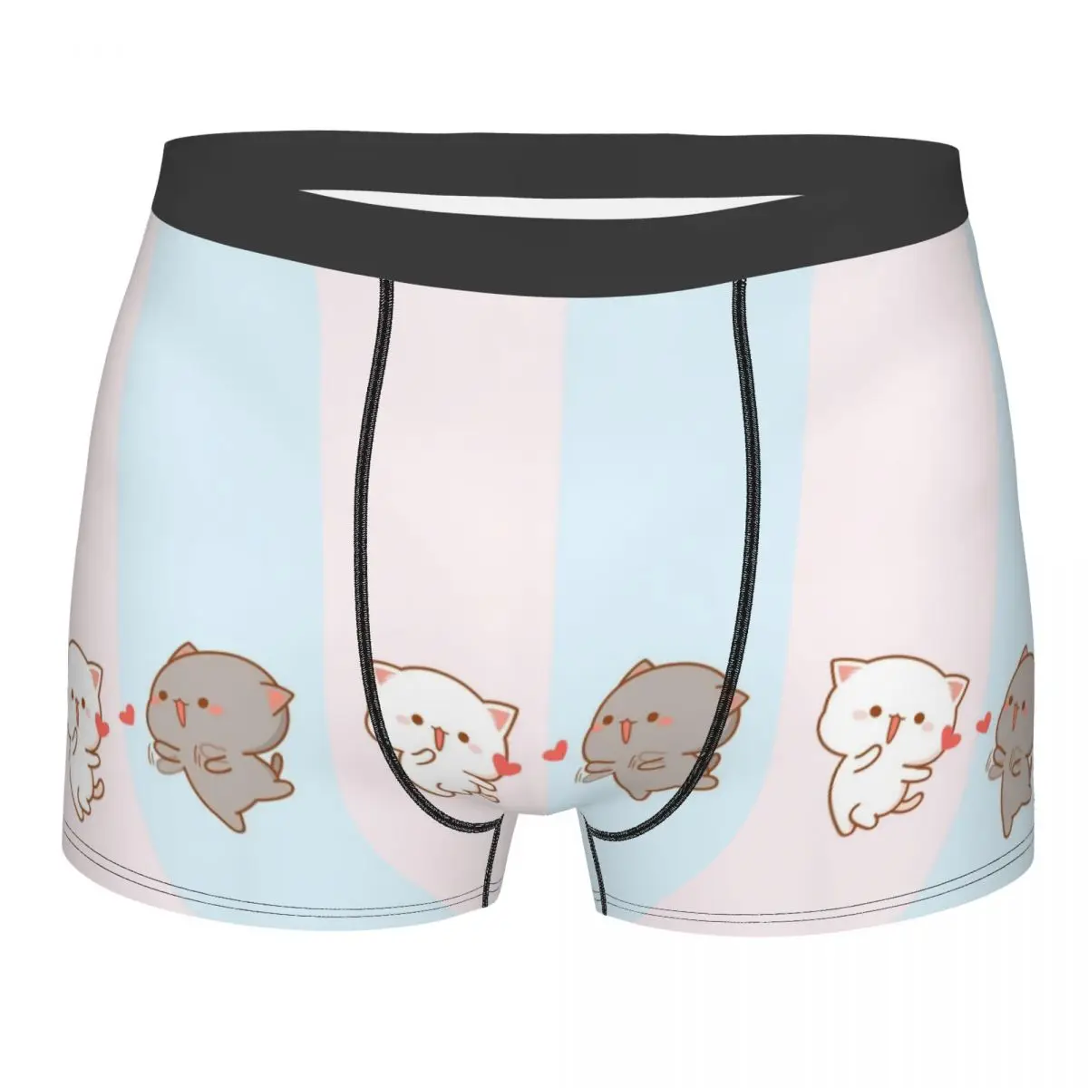 Custom Male Funny Peach And Goma Mochi Cat Fall In Love Underwear Boxer Briefs Stretch Shorts Panties Underpants