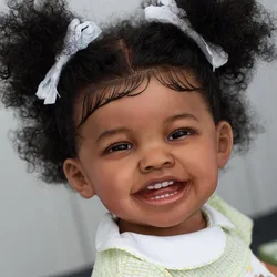 24inch Mila Dark Brown Skin Lifelike Unfinished Reborn Doll kit painted DIY Toy Doll parts with Curly Black hair