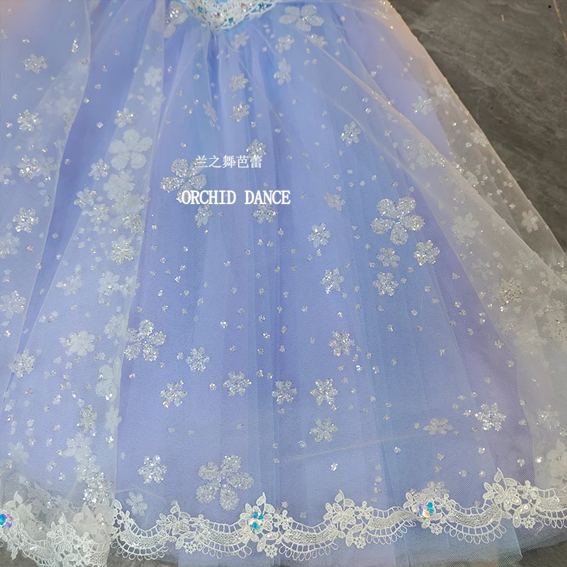 BT2507032 High Quality Custom Size Kids Girls  Ballet Dance Performance Wear Gilsay Blue Long Romantic Tutu Dress