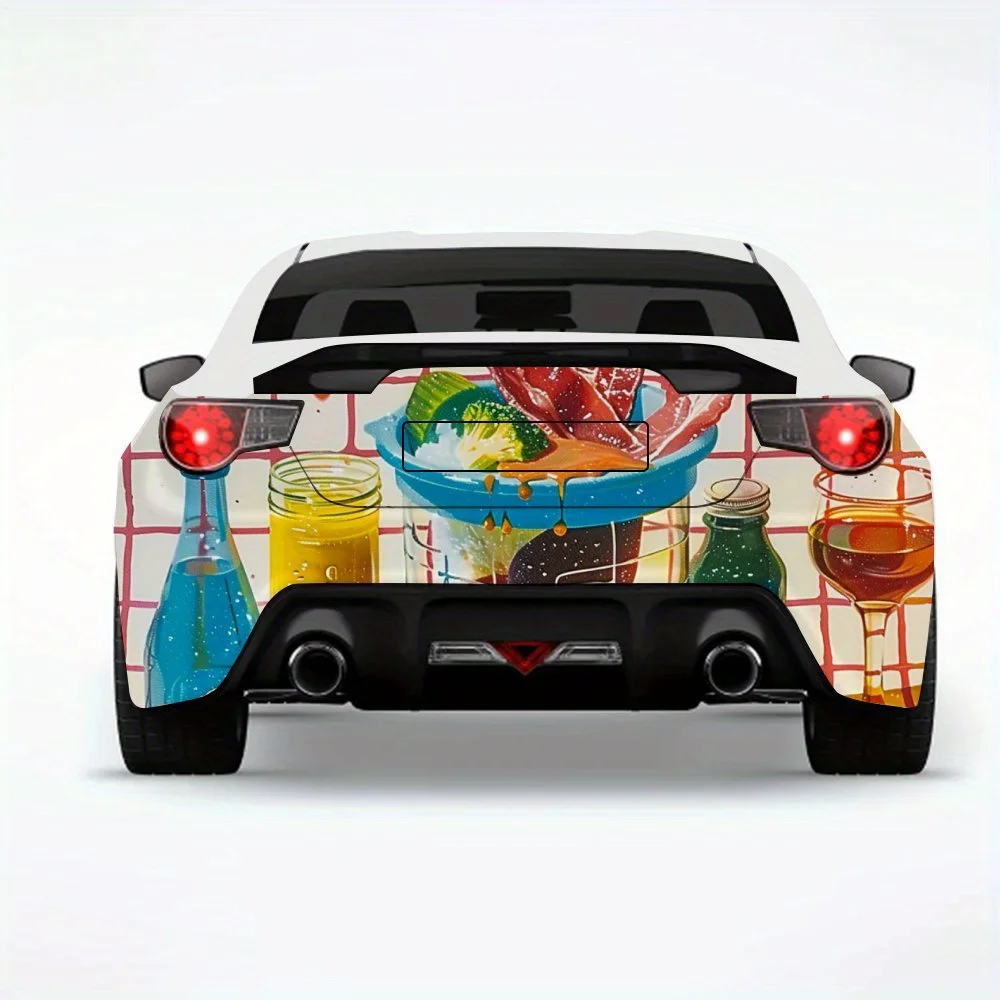 

Карнавальная наклейка с едой, виниловая наклейка на заднюю часть автомобиля, водонепроницаемые самоклеящиеся виниловые наклейки для хвоста и бампера автомобиля, украшение