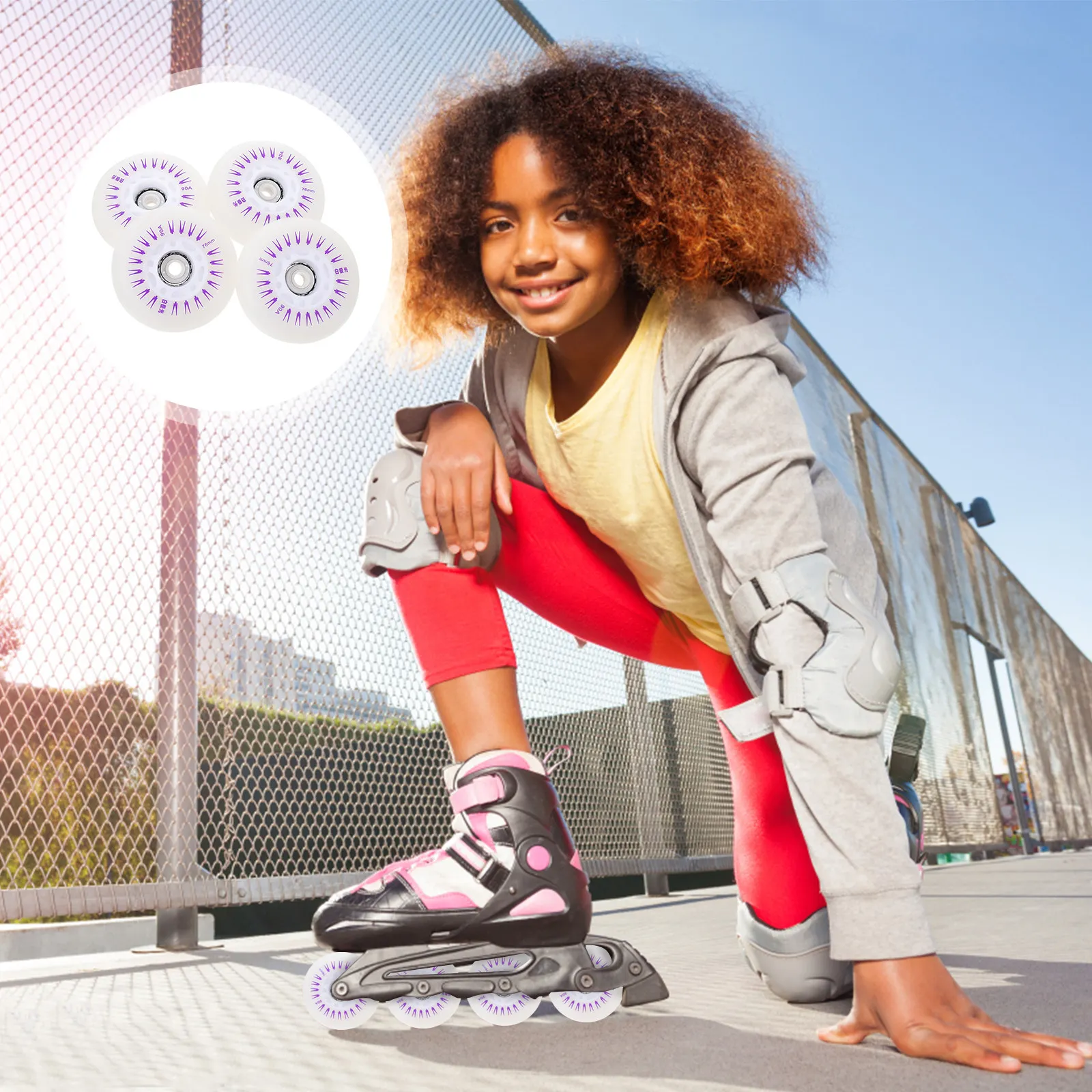 

Комплект из 4 светящихся колес для роликовых коньков: ударопрочные, износостойкие, сменные колеса для роликов, аксессуары для катания на улице