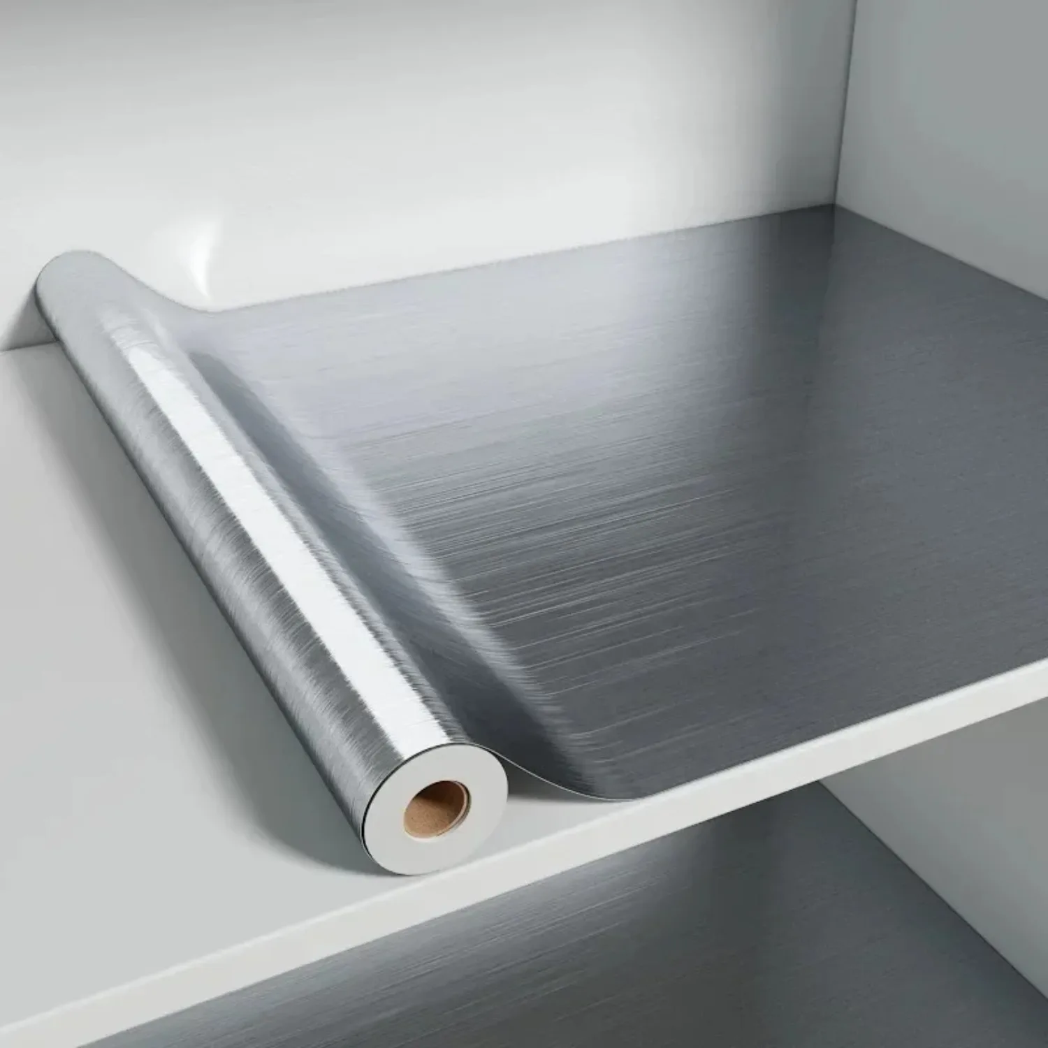 PVC Stainless Brushed Silver Removable Wallpaper Decor Thickening Film Vinyl Waterproof Oil-proof House Kitchen Elevator Sticker