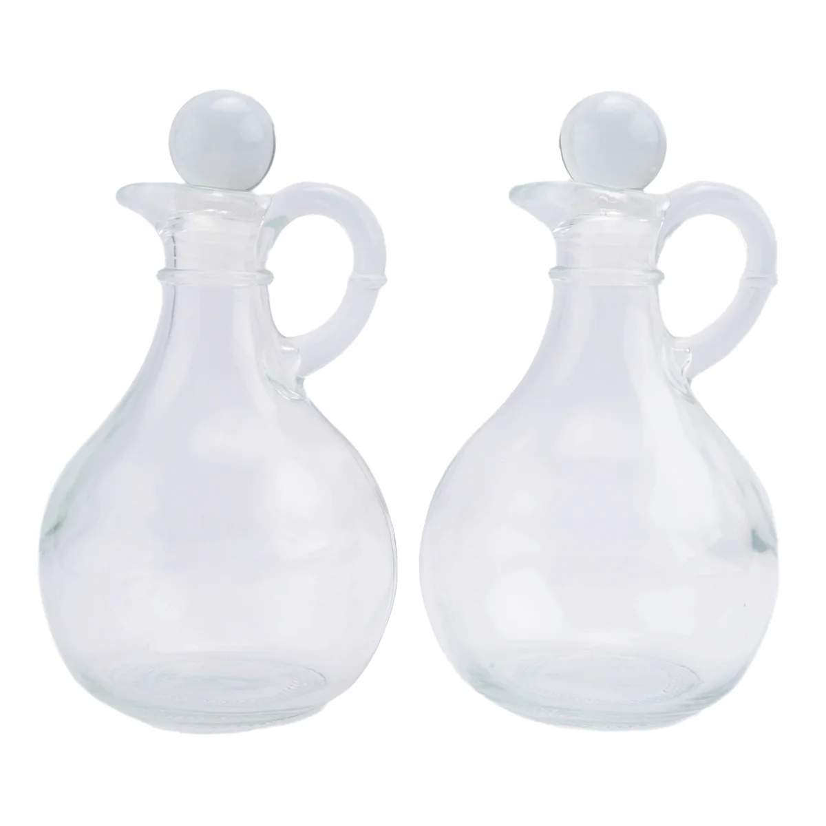 ขวดใส่น้ํามันและน้ําส้มสายชู (ชุด 2 ชิ้น) ขวดใส่น้ํามันแก้วทรงกลมพร้อมจุกปิด