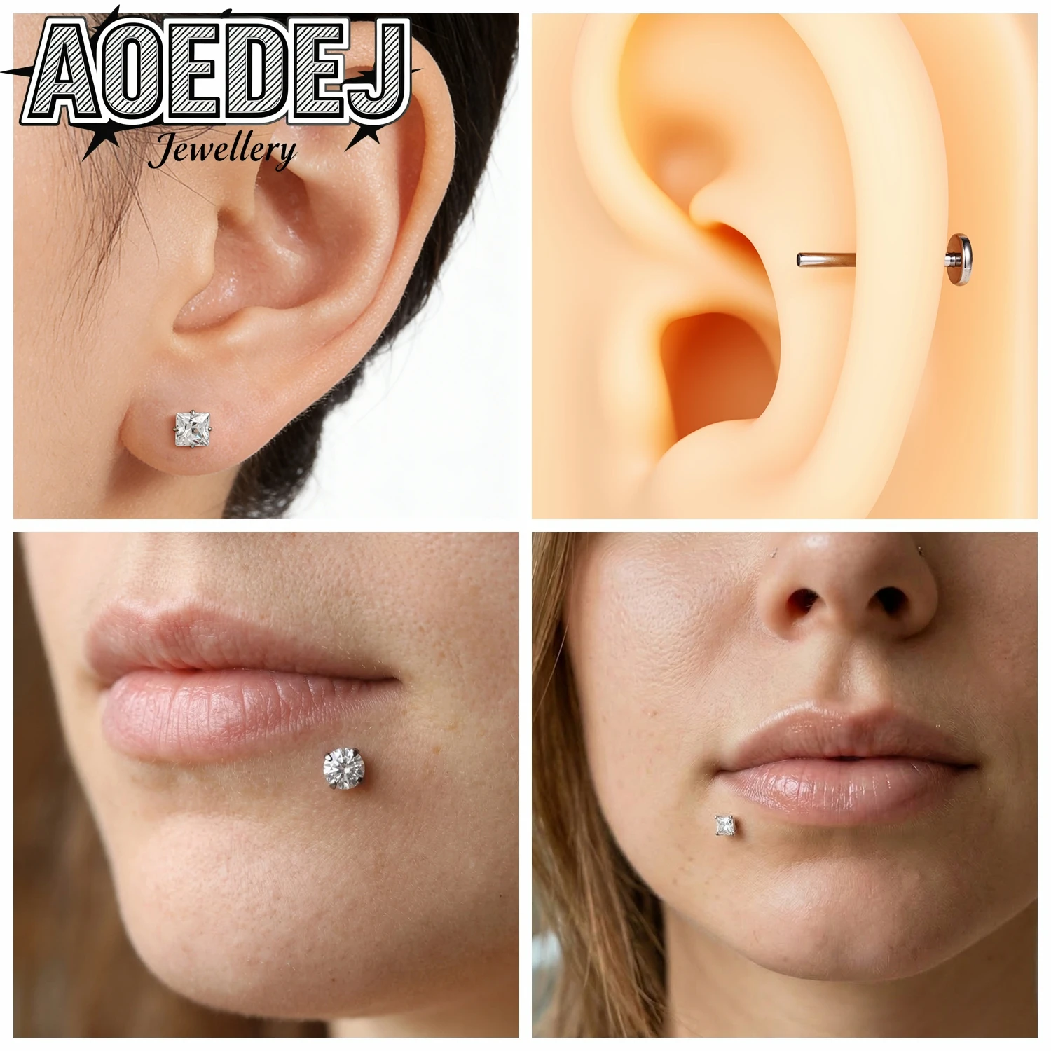 ASTM F136 Titanium Labret Lip Studs Bar