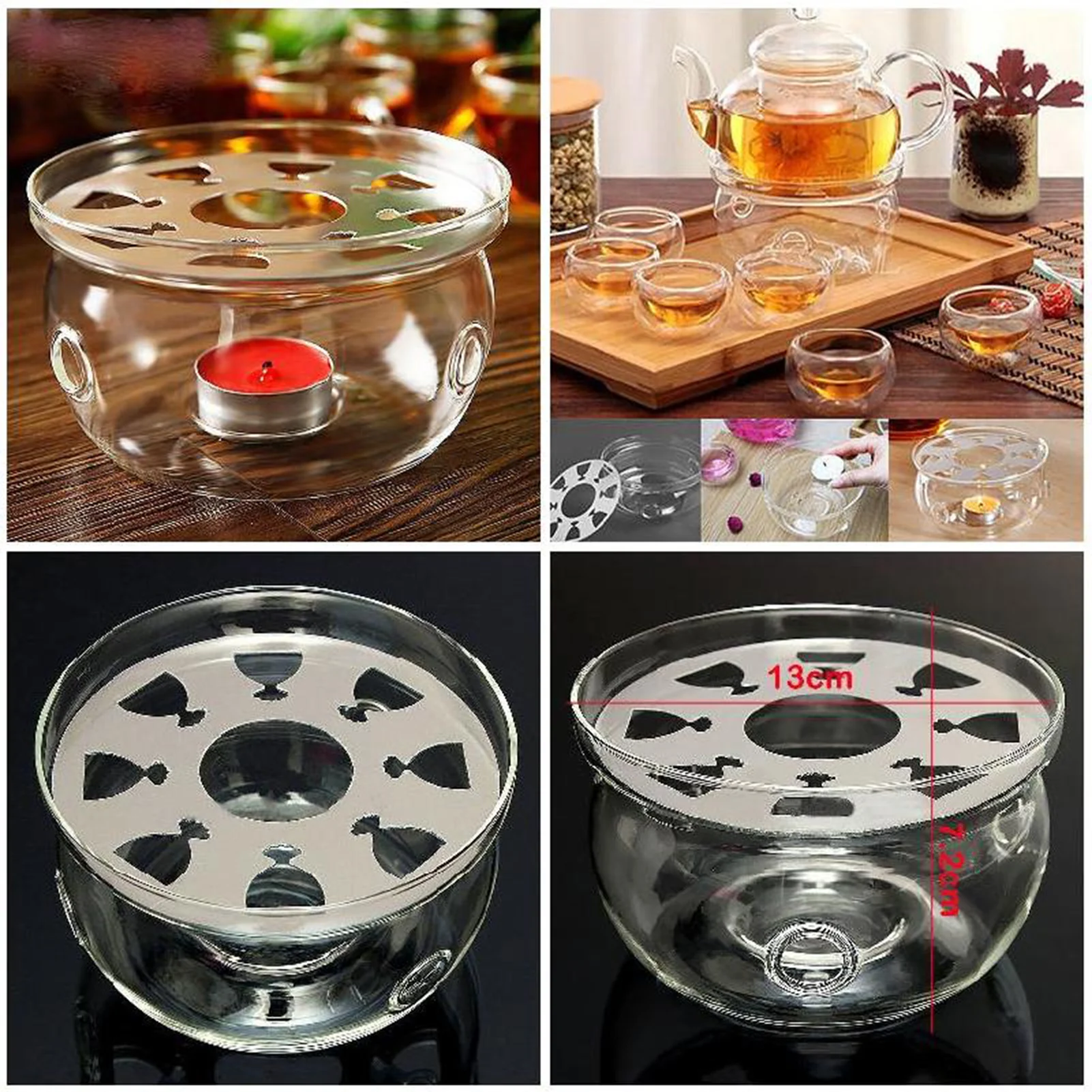 New Clear Glass Heat-Resisting Round Teapot Warmer Heater Base Candle Holder xobw