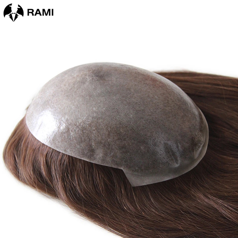 Indian Long Hair Toupee For Men Injection Skin Base Wigs Men Capillary Prosthesis 14/16 Inches Human hair System Full PU Wig Man