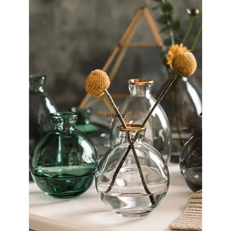 3Pcs Classic Mini Vase Top Quality Glass Transparent Home Deco Living Room Reagent Bottles Flower Vase Wholesale