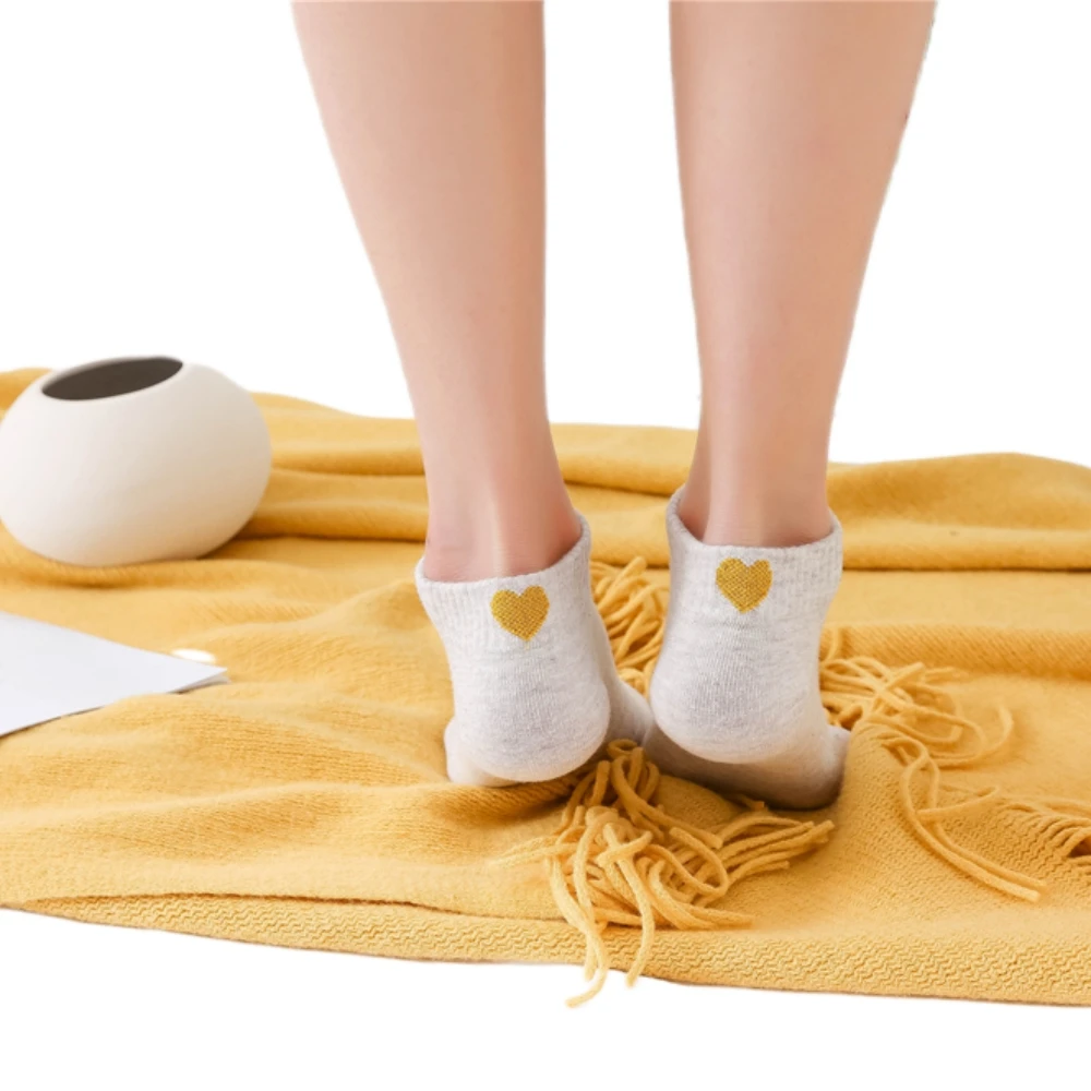 New Cute Glitter Love Heart Heel College Wind Simple Basic Fresh Spring Summer Short Ankle Cotton Socks Dropship