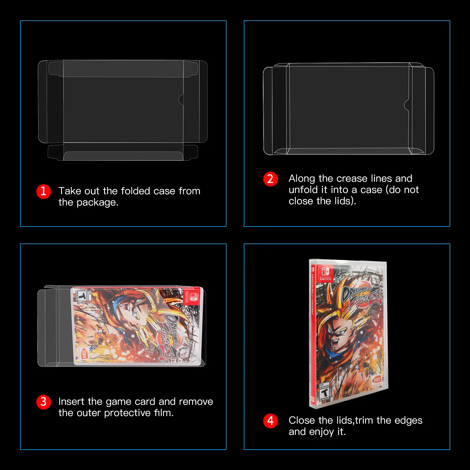 Cartucho de juego transparente para Nintendo Switch, estuche de plástico para mascotas, Protector para tarjetas de juego, caja de pantalla OLED, 10