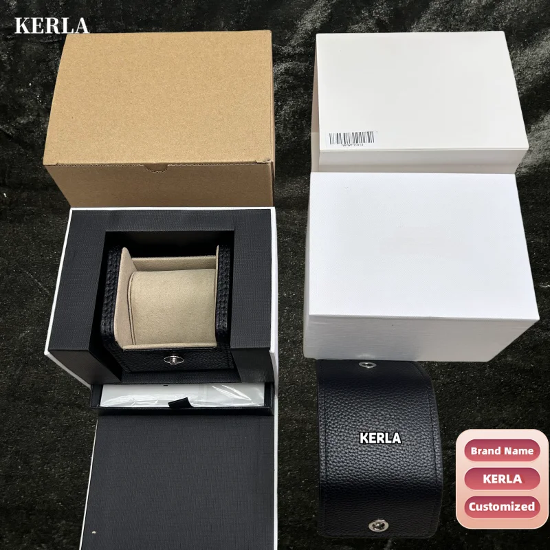 

Customization KERLA Brand Multi-style High-end Brown Black Leather Travel Watch Box Portable Box with Have 904L Steel Belt Case