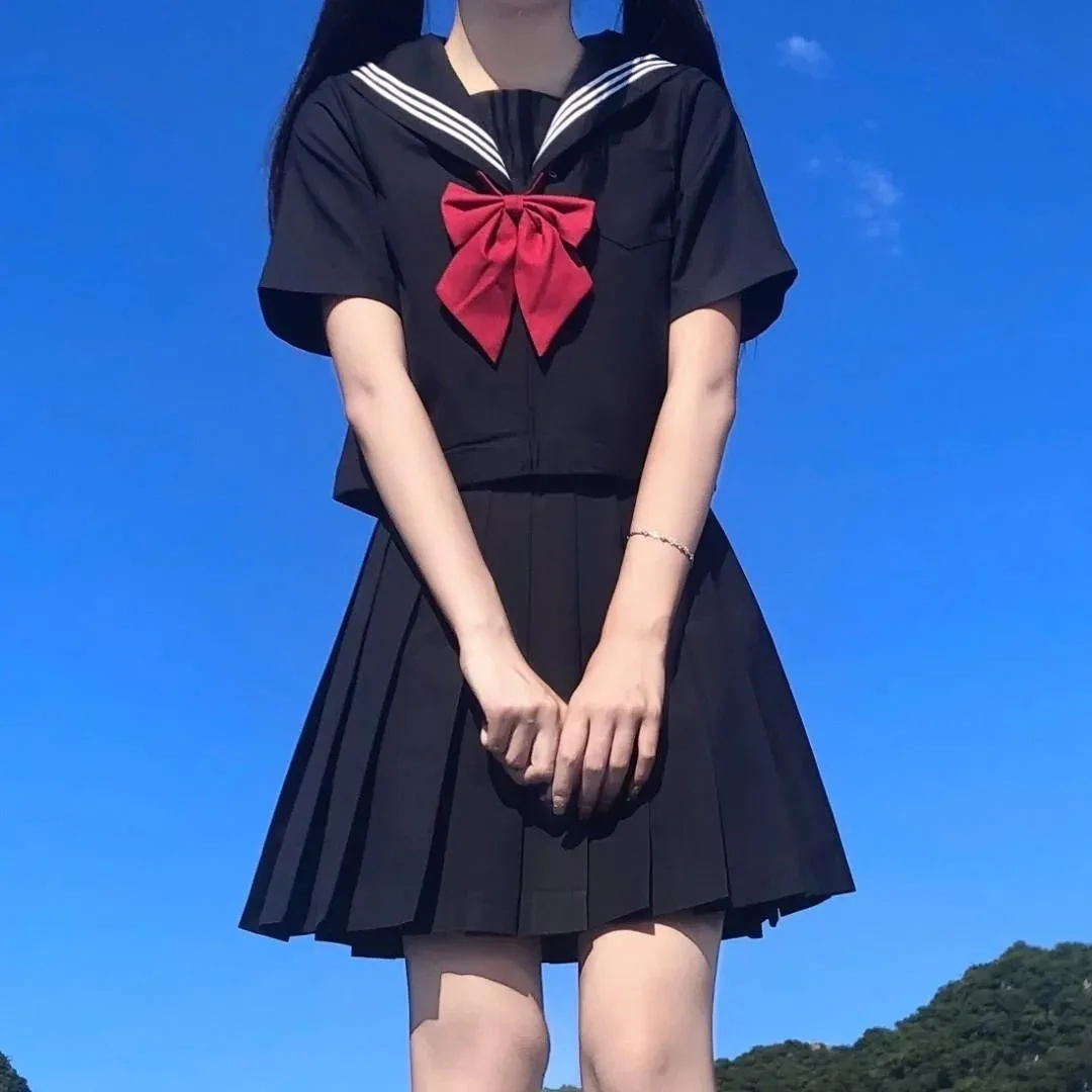 Japanische Schuluniform Mädchen S-8XL plus Größe jk Anzug weiß zwei schwarz drei grundlegende Seemann Uniform Frauen Langarm Anzug