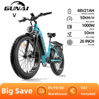 GUNAI-V 1000W Electrical Bicycles 26x4.0Inch Fat Tire Adults Electric Mountain E-bike with 48V 21AH Battery, All-Terrain ebike