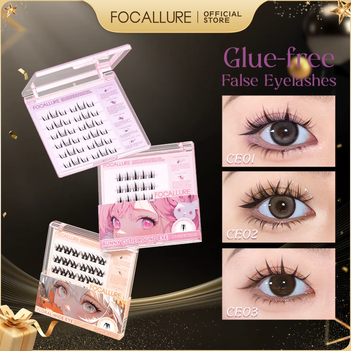 

FOCALLURE Glue-Free False Eyelashes Glue-Free Self-Adhesive Waterproof 12H Lasting Natural Eyelashes Extension Makeup Beginner